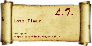 Lotz Timur névjegykártya